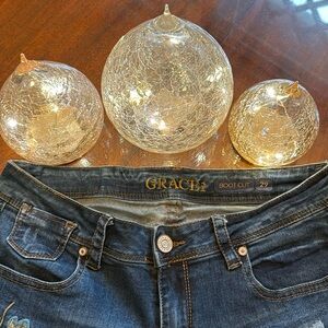 Grace in LA Embroidered Boot Cut Jeans, 29